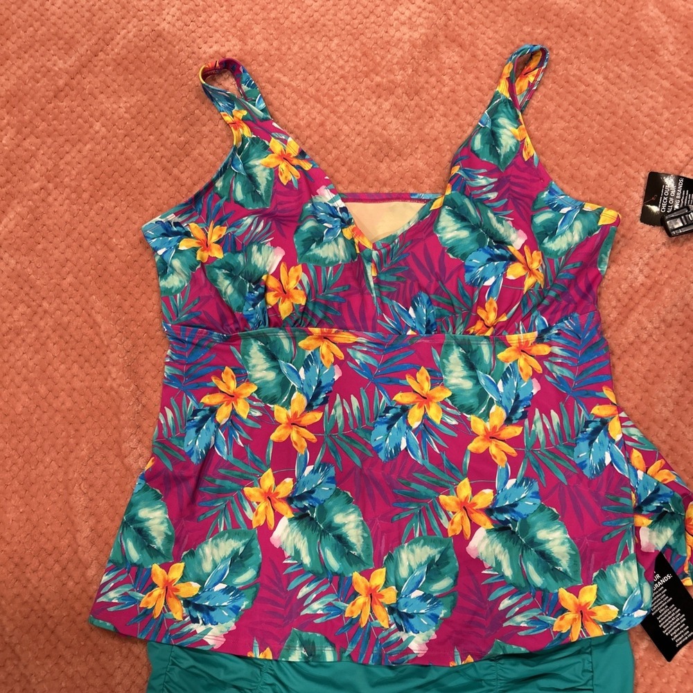 NWT Swimsuits for All Women's V-Neck‎ Tankini Top & Bottom Size 26